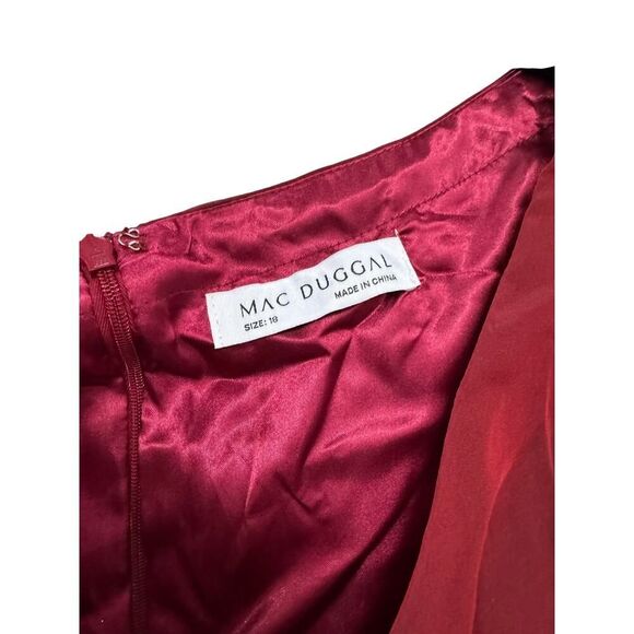 Mac Duggal Red Sheer Blouson Sleeve Surplice Gown 67873 - Size 18 - NWT - Picture 6 of 7